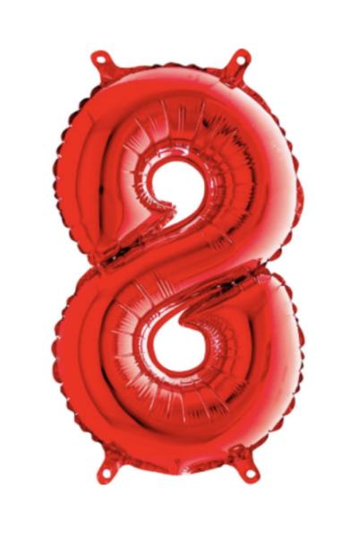 Folienballon - Zahl 8: Rot - ø 102cm